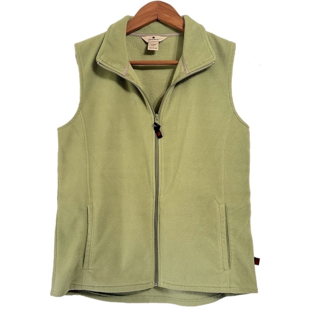 Woolrich sage green fleece zip up sweater vest